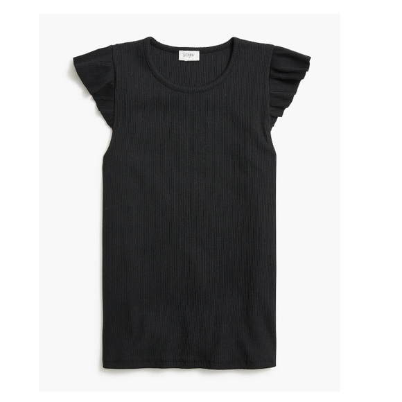 J. Crew Elegant Black Tank with Ruffle Sleeves - Picture 1 of 8
